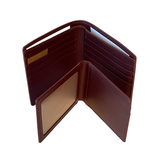 Burberry Ronan Oxblood Leather Logo Bifold Wallet with removable ID wallet - Picture 5 of 15